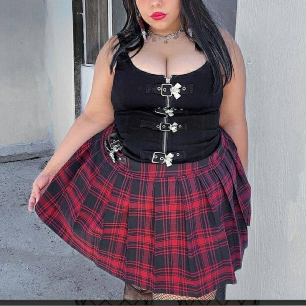 Killstar Red and Black Plaid Mini Skirt - Picture 5 of 6